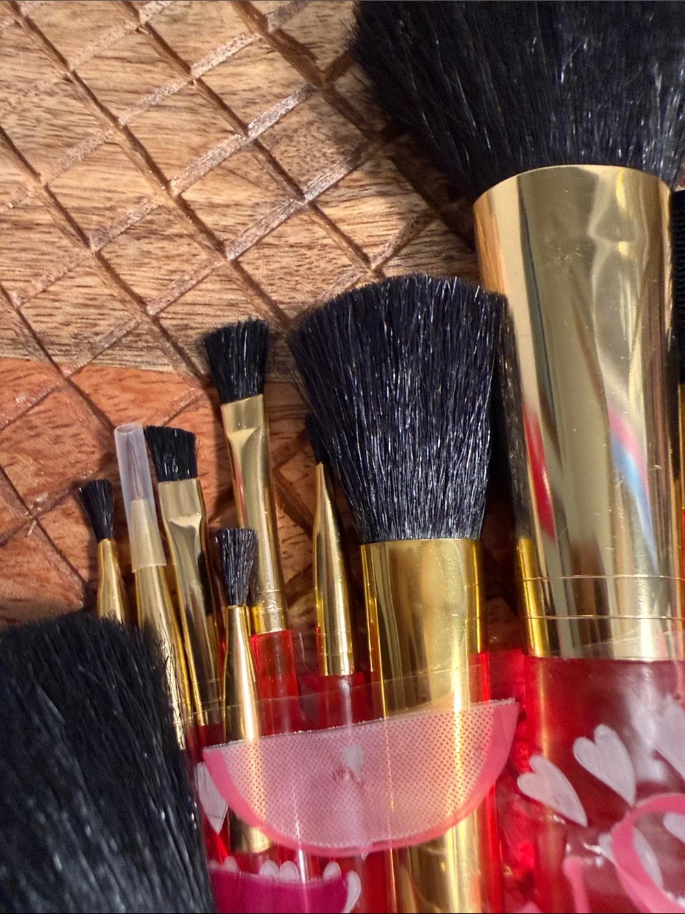NWT 11 pc Complete Gold & Red Women's Brush Set by Upstage packaged in owl wrap